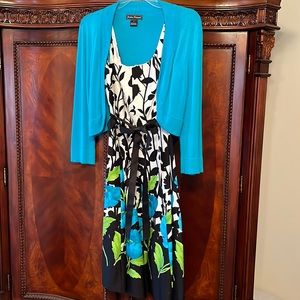 Jessica Howard size 8 teal printed floral dress